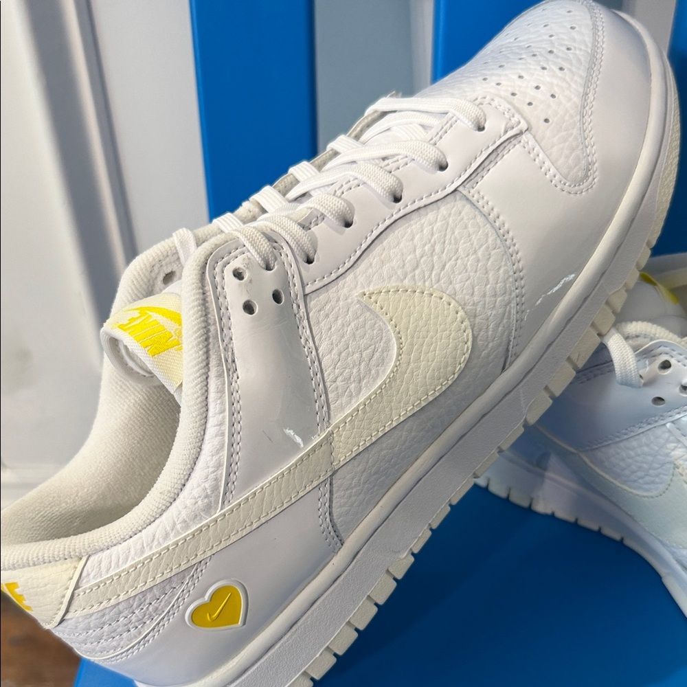 White and Yellow Sneakers with Heart Detail Brand New size 9 Womans
